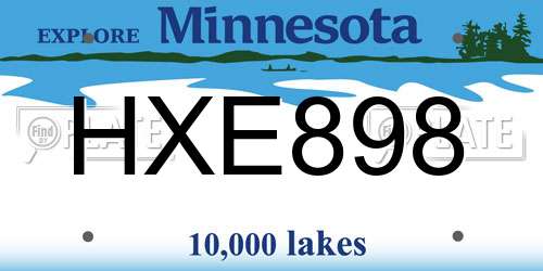HXE898 Minnesota License Plate