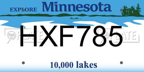 HXF785 Minnesota License Plate