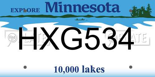 HXG534 Minnesota License Plate