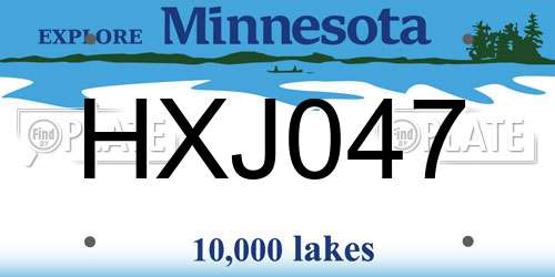 HXJ047 Minnesota License Plate