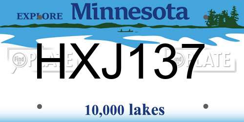 HXJ137 Minnesota License Plate