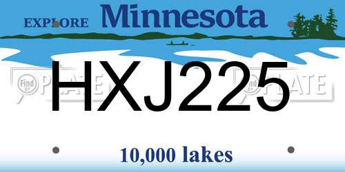 HXJ225 Minnesota License Plate