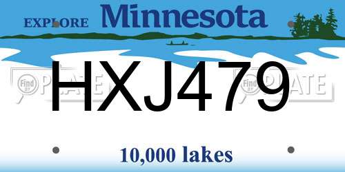HXJ479 Minnesota License Plate