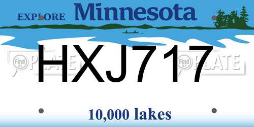 HXJ717 Minnesota License Plate