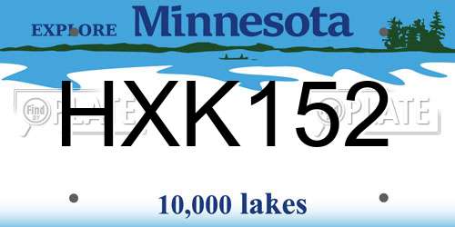 HXK152 Minnesota License Plate
