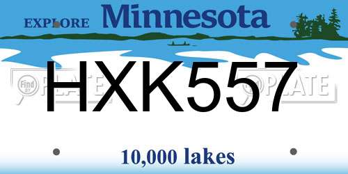 HXK557 Minnesota License Plate