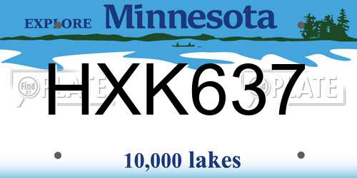 HXK637 Minnesota License Plate