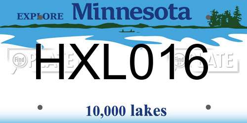 HXL016 Minnesota License Plate