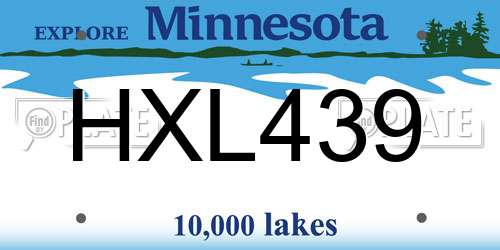 HXL439 Minnesota License Plate