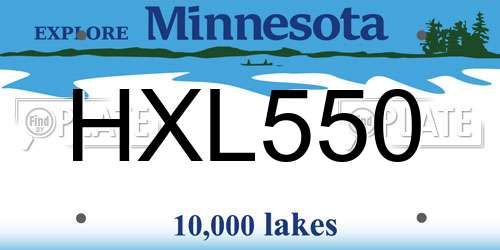 HXL550 Minnesota License Plate