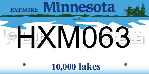 HXM063 Minnesota License Plate