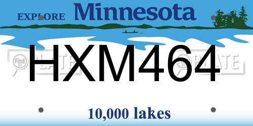 HXM464 Minnesota License Plate