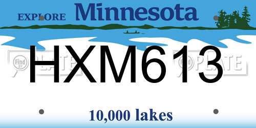 HXM613 Minnesota License Plate