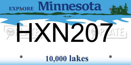 HXN207 Minnesota License Plate
