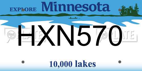 HXN570 Minnesota License Plate