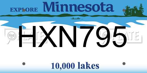HXN795 Minnesota License Plate