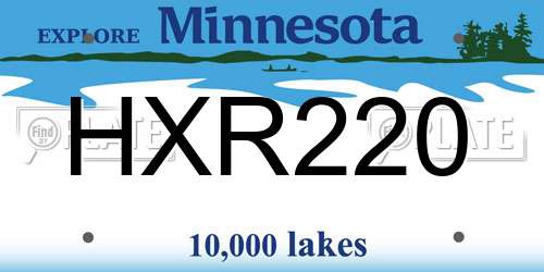 HXR220 Minnesota License Plate