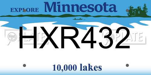 HXR432 Minnesota License Plate