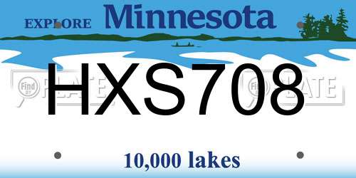 HXS708 Minnesota License Plate