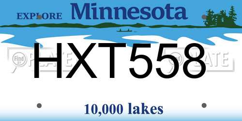 HXT558 Minnesota License Plate