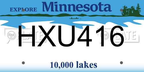 HXU416 Minnesota License Plate