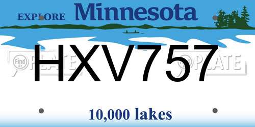 HXV757 Minnesota License Plate
