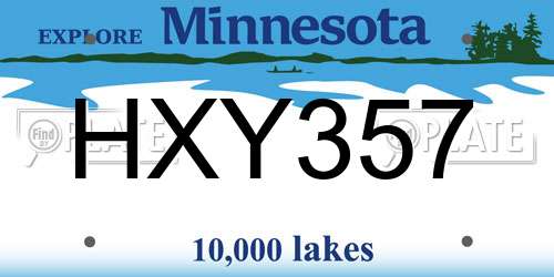HXY357 Minnesota License Plate