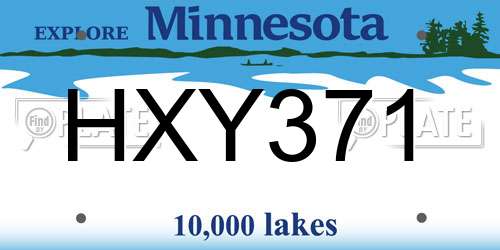 HXY371 Minnesota License Plate
