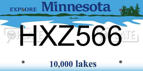 HXZ566 Minnesota License Plate