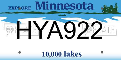 HYA922 Minnesota License Plate