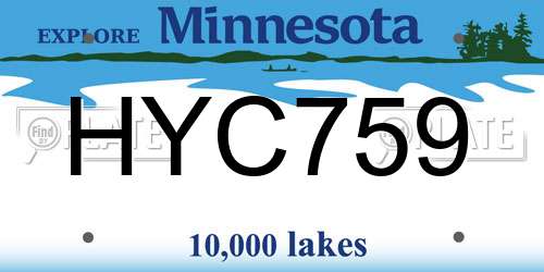 HYC759 Minnesota License Plate