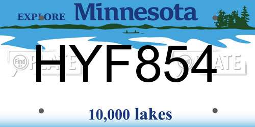HYF854 Minnesota License Plate