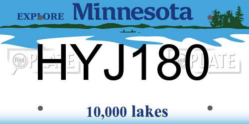 HYJ180 Minnesota License Plate