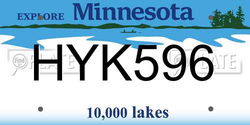 HYK596 Minnesota License Plate