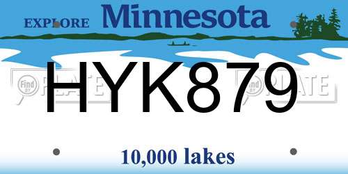 HYK879 Minnesota License Plate