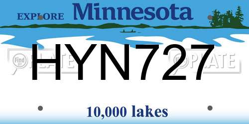 HYN727 Minnesota License Plate