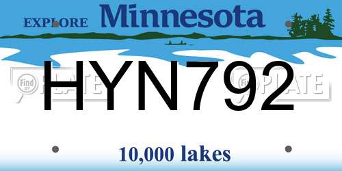 HYN792 Minnesota License Plate