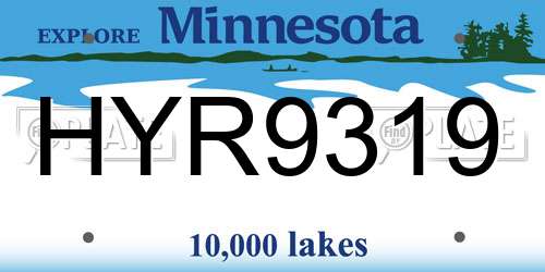 HYR9319 Minnesota License Plate