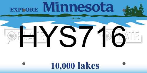 HYS716 Minnesota License Plate