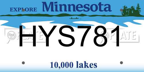HYS781 Minnesota License Plate