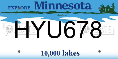 HYU678 Minnesota License Plate