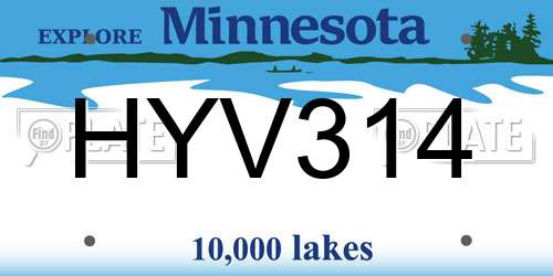 HYV314 Minnesota License Plate