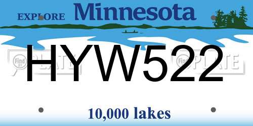 HYW522 Minnesota License Plate