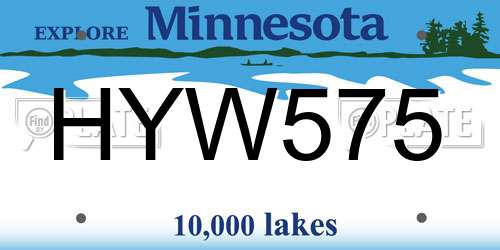 HYW575 Minnesota License Plate