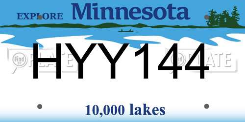 HYY144 Minnesota License Plate