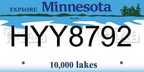 HYY8792 Minnesota License Plate