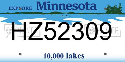 HZ52309 Minnesota License Plate