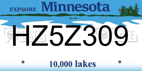 HZ5Z309 Minnesota License Plate