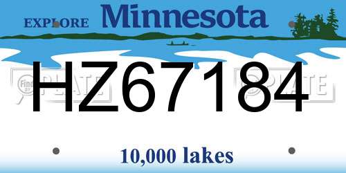 HZ67184 Minnesota License Plate