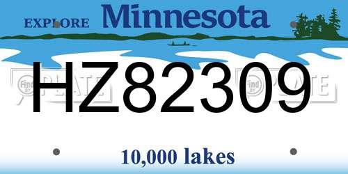 HZ82309 Minnesota License Plate